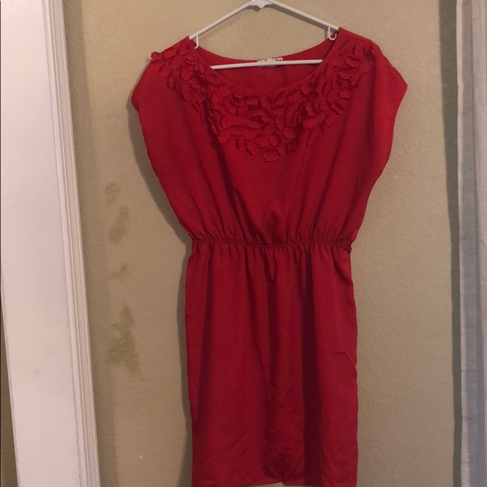 Coral Cocktail dress with flower embellishments